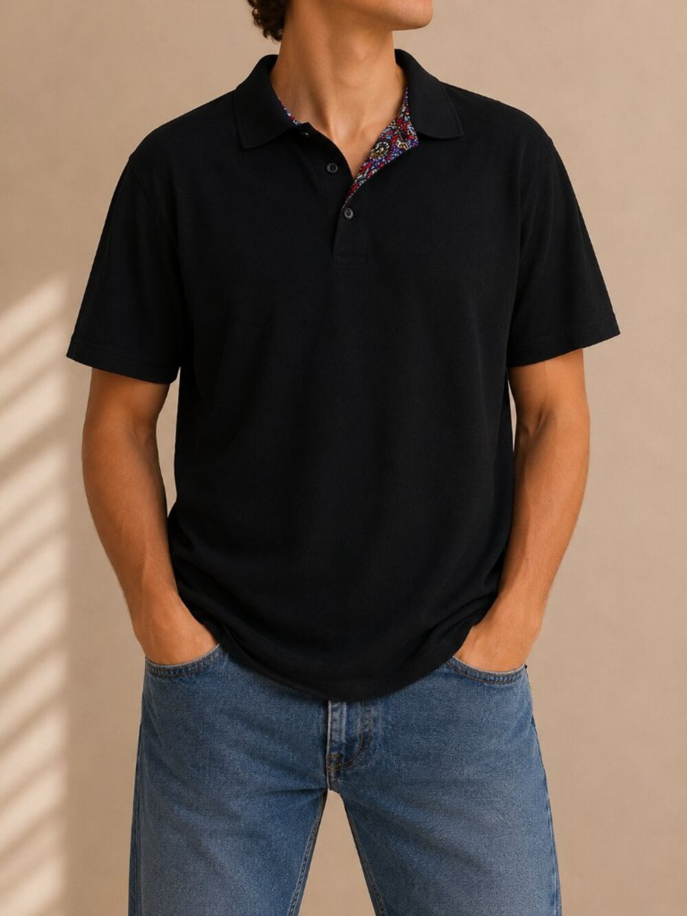 Robert Graham Short Sleeve Polo Shirt‎ Black Paisley Trim (Men’s XL)